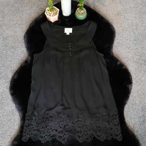 ECI New York Black Blouse W/ Shimmer Lace Bottom